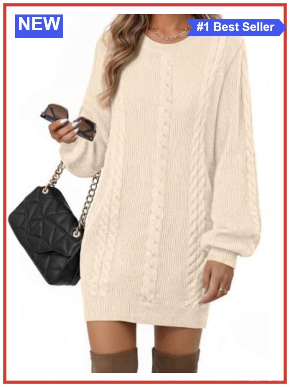 Zeagoo Women's Long Sleeve Bodycon Sweater Dress Viscose Blend